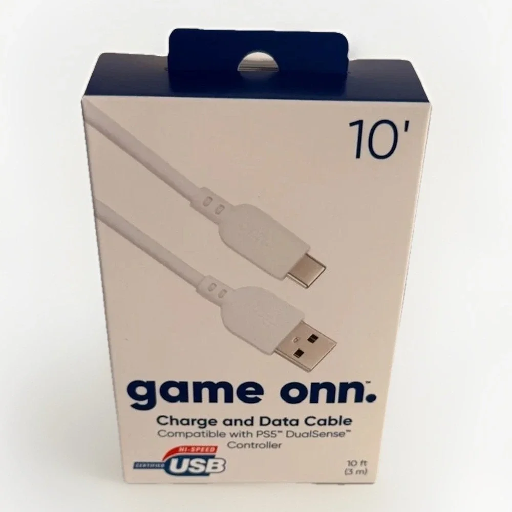 Onn 10' USB-C to USB-A‎ Charge and Data Cable for PS5 DualSense Controller 10ft